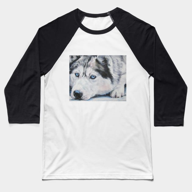 Siberian Husky Fine Art Painting Baseball T-Shirt by LASHEPARD